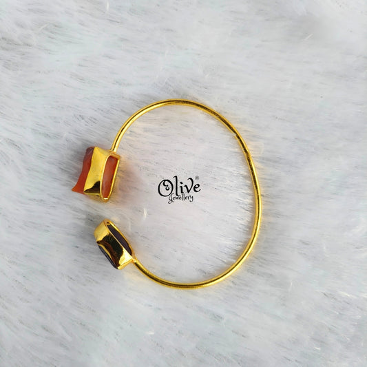 Natural Stone Kada - Collect Fitting - Double Stone - Rough Shape