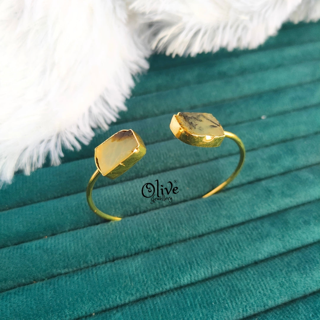 Natural Stone Kada - Collect Fitting - Double Stone - Rough Shape