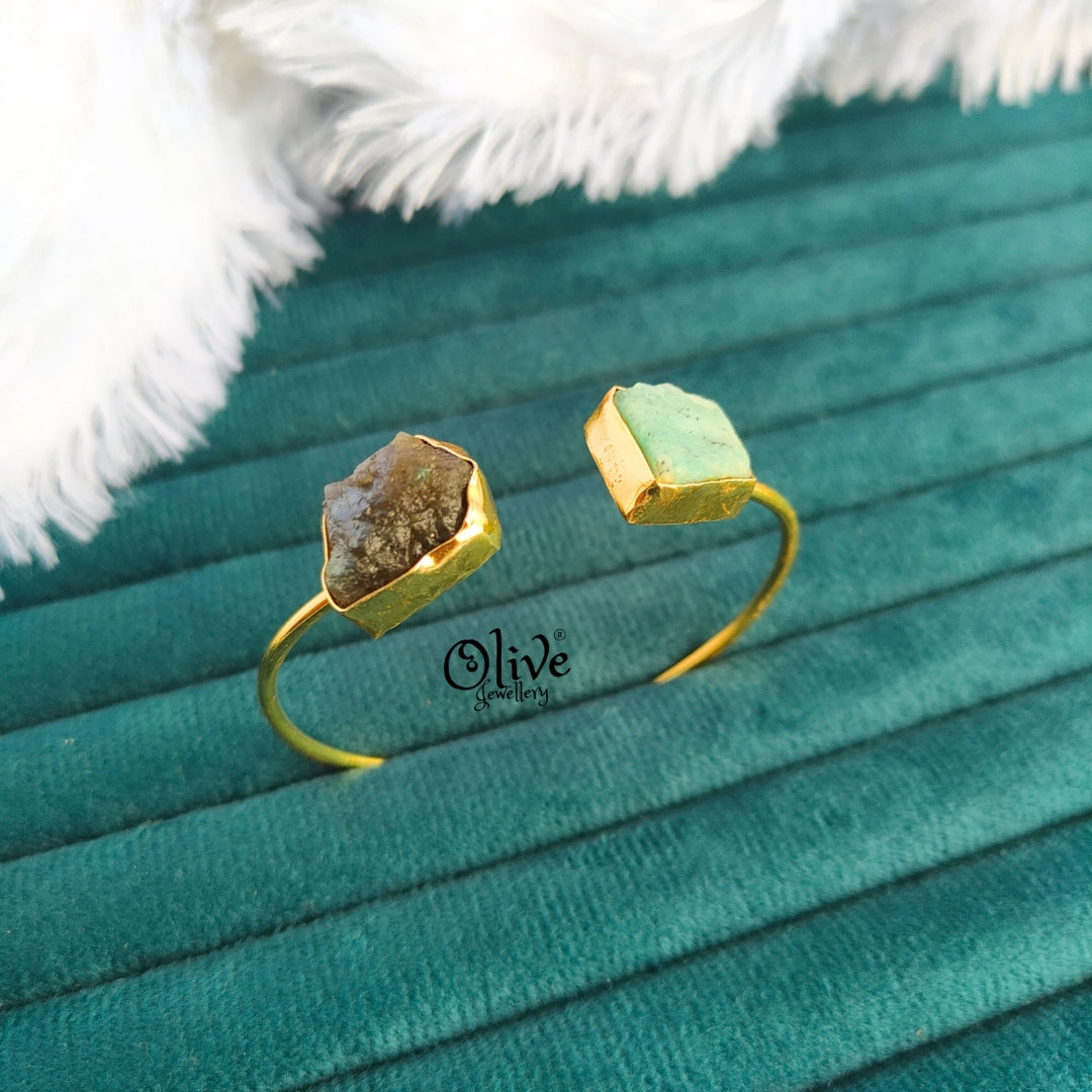 Natural Stone Kada - Collect Fitting - Double Stone - Rough Shape