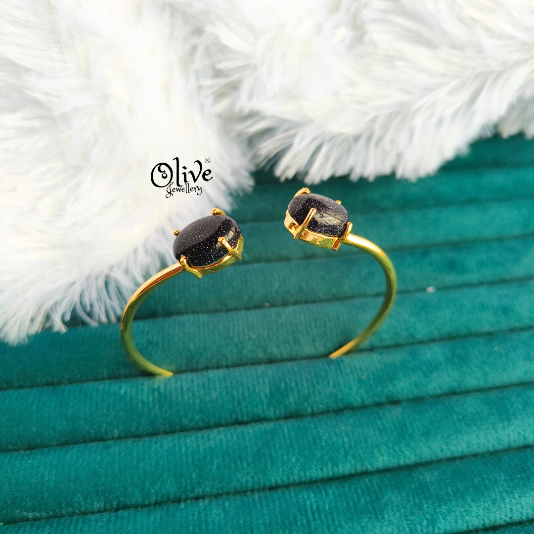 Natural Stone Kada - Claw Fitting - Double Stone - Full Finished