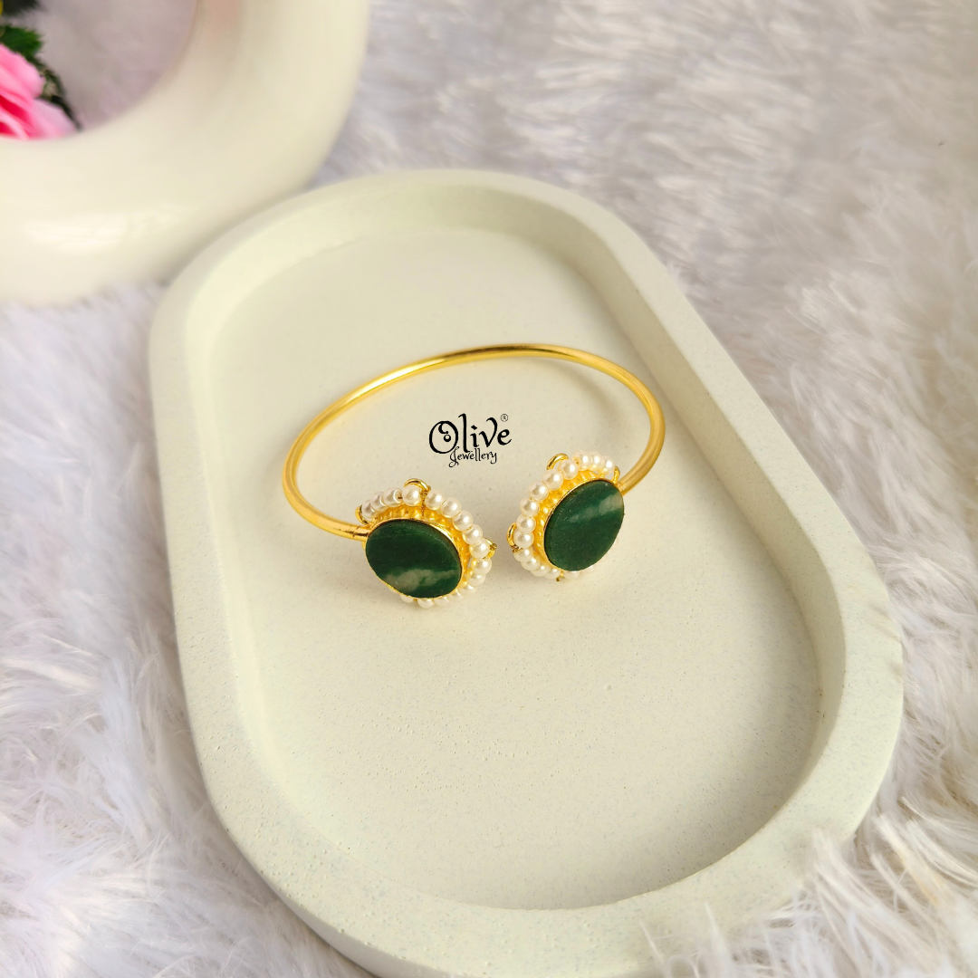 Natural Stones Kada - Collet Fitting - Semi-Finished Shape - Double Stone