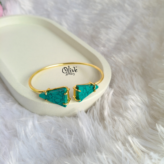 Natural Stones Kada - Collet Fitting - Double  Stone