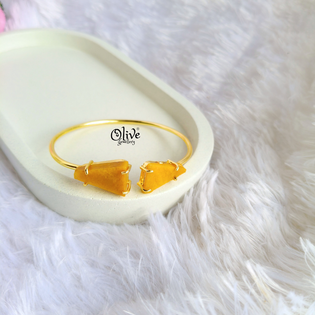 Natural Stones Kada - Collet Fitting - Double Stone