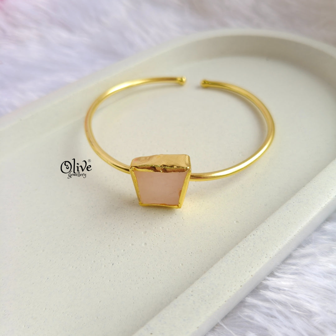 Natural Stone Kada - Collet Fitting - Single Stone - Rough Shape