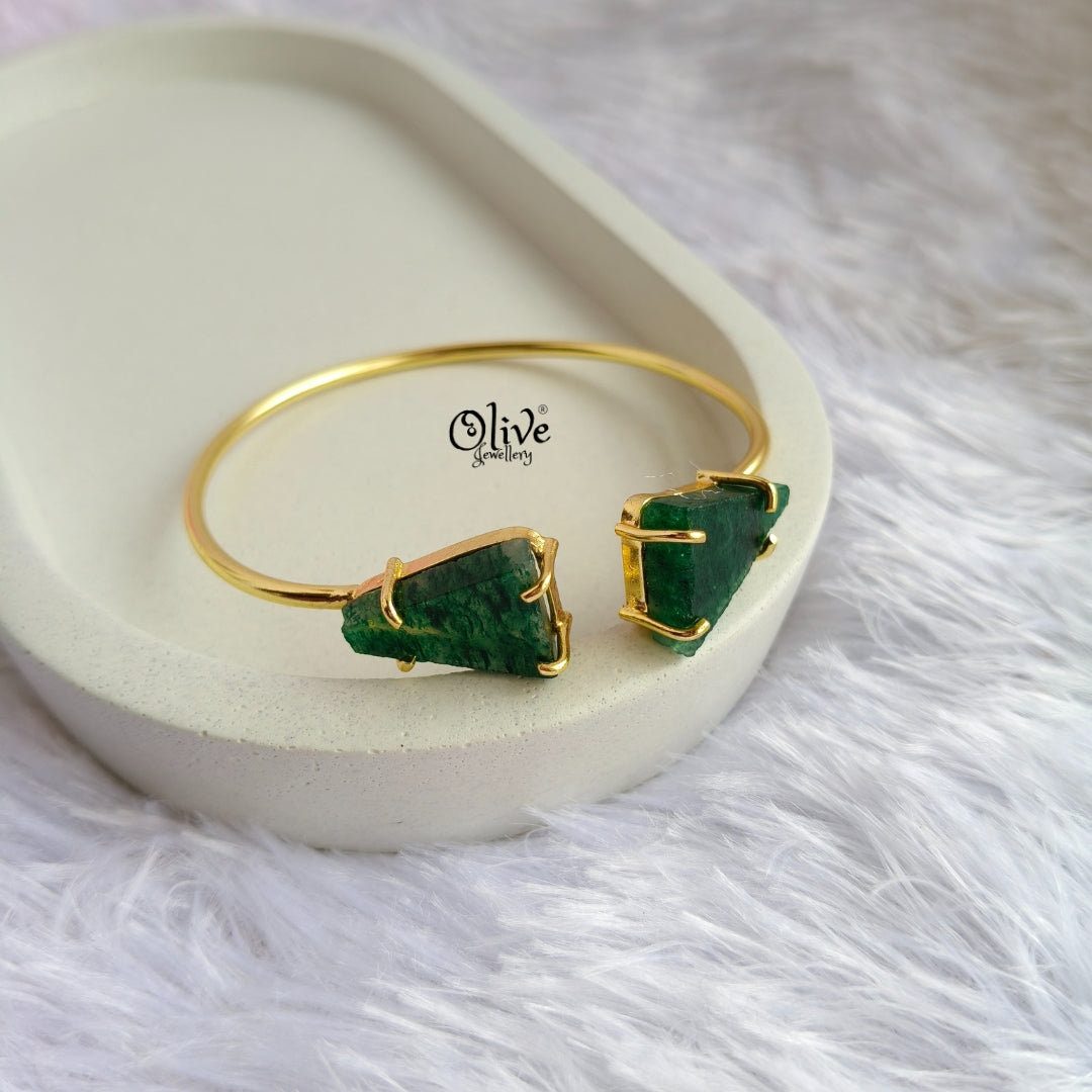 Natural Stones Kada - Collet Fitting - Double Stone