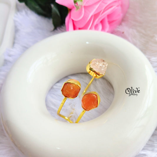 Natural Stones Kada - Collet Fitting - Medium Shape - Tribal Stone