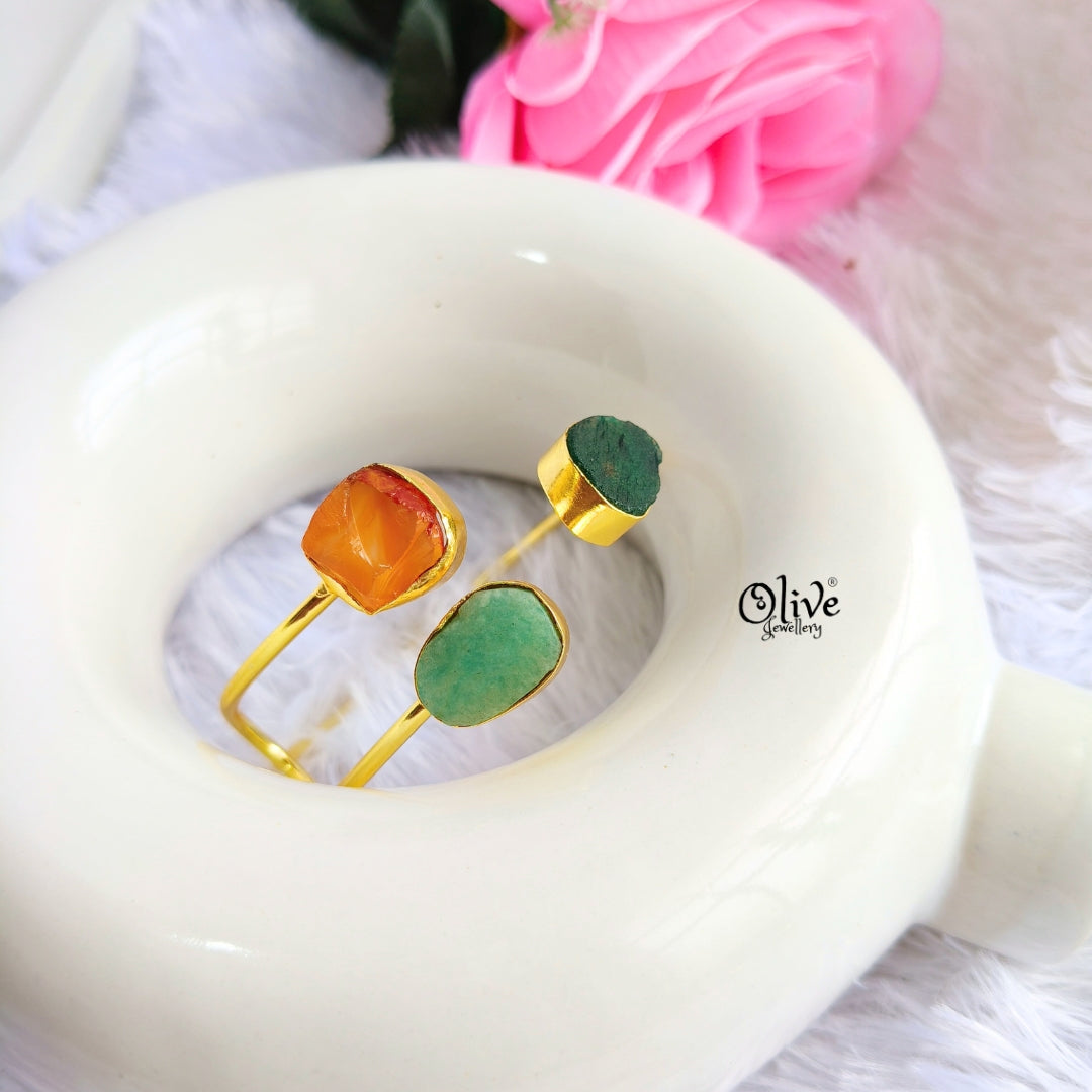 Natural Stones Kada - Collet Fitting - Medium Shape - Tribal Stone