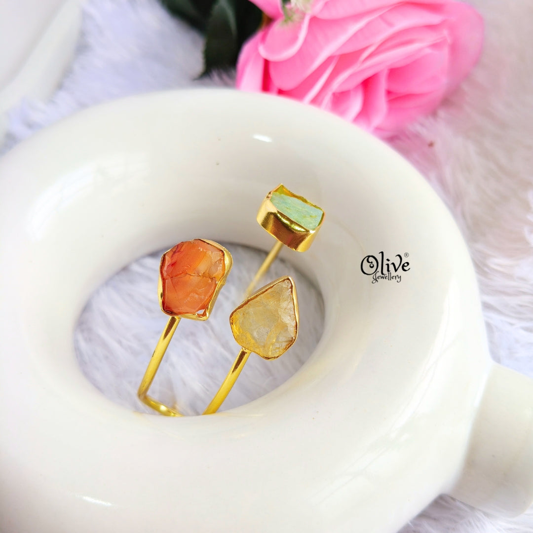 Natural Stones Kada - Collet Fitting - Medium Shape - Tribal Stone