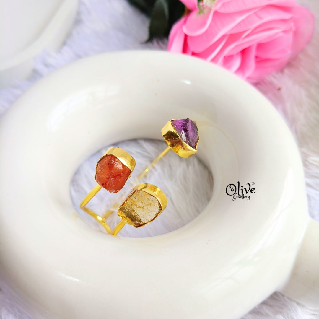 Natural Stones Kada - Collet Fitting - Medium Shape - Tribal Stone
