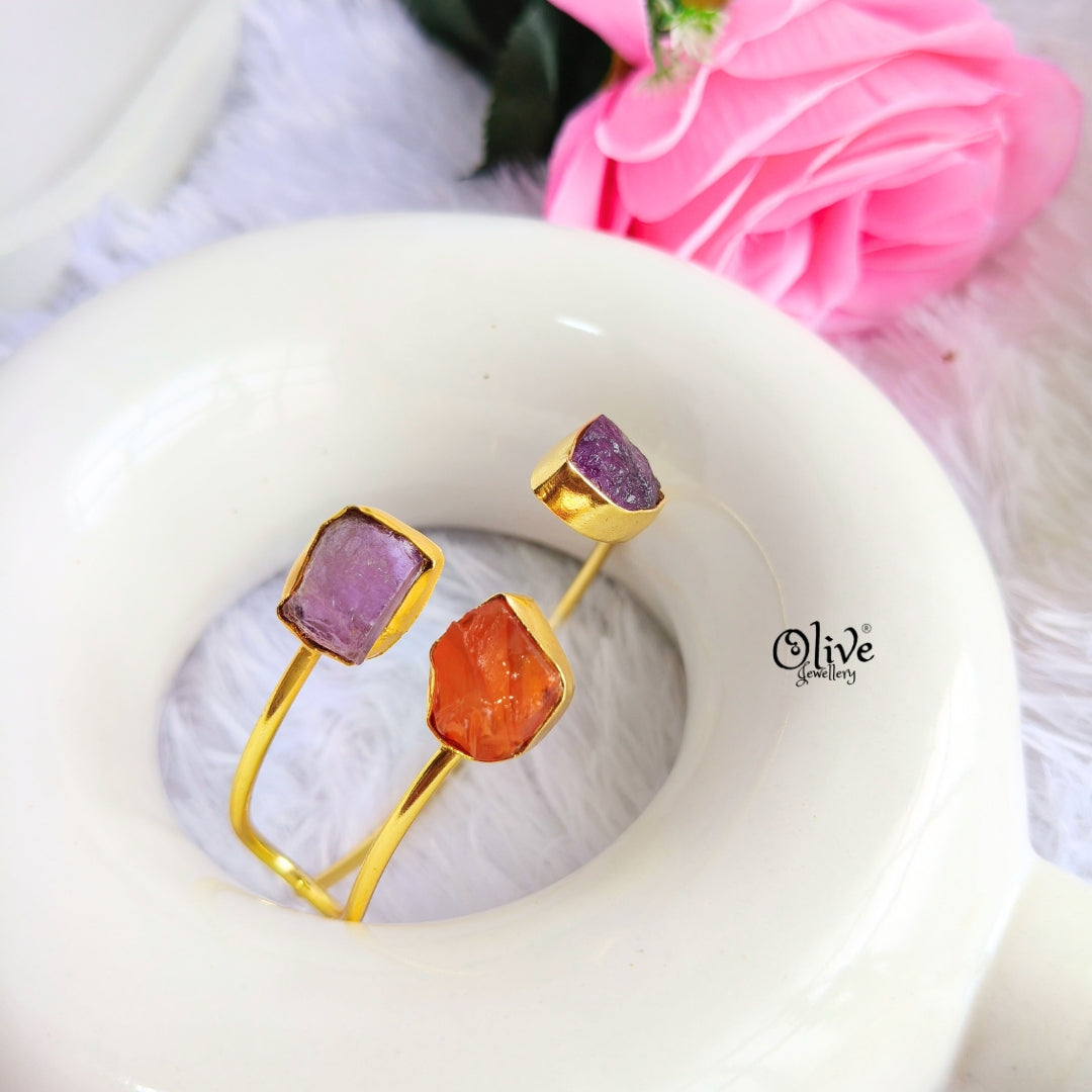Natural Stones Kada - Collet Fitting - Medium Shape - Tribal Stone
