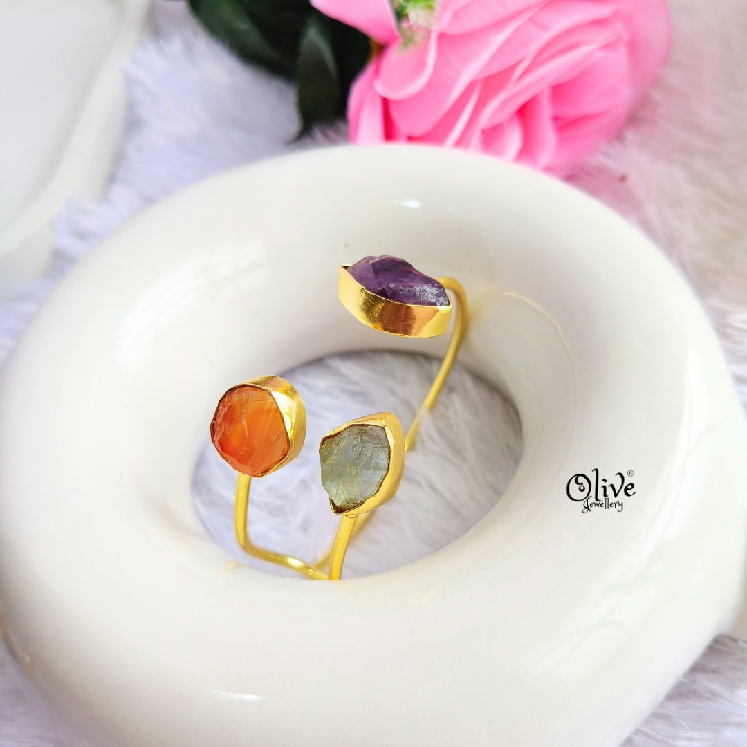 Natural Stones Kada - Collet Fitting - Medium Shape - Tribal Stone