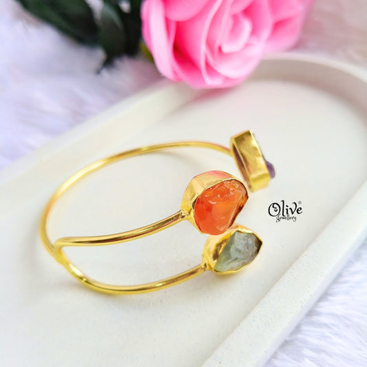 Natural Stones Kada - Collet Fitting - Medium Shape - Tribal Stone