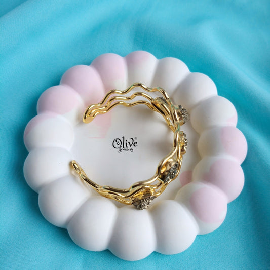 Pyrite Stone Kada - Collet Fitting - 231