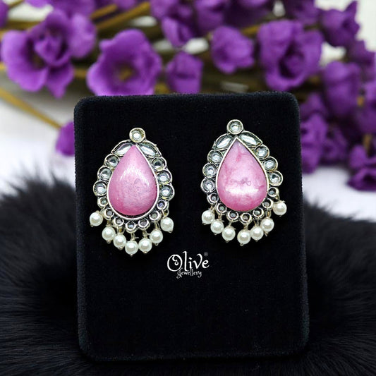 Oxidized Earrings - 96 (Silver Shade)