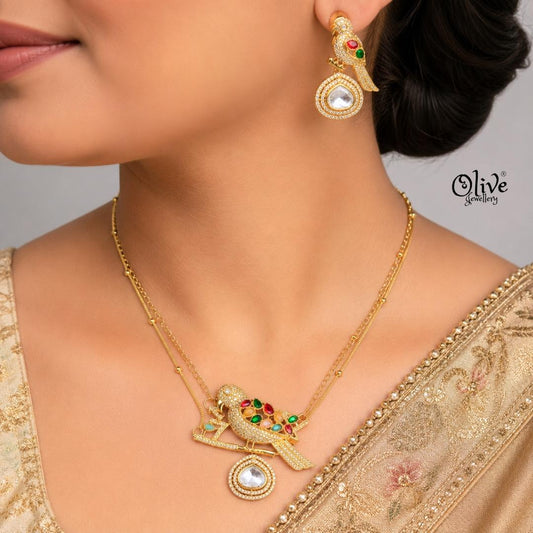 Polki Pendant Neckset-003