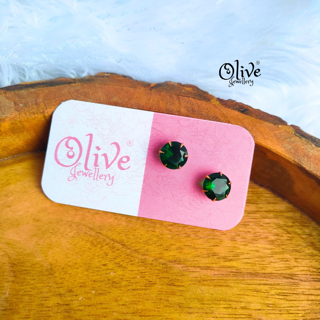 Single Stone Studs Earrings - 1