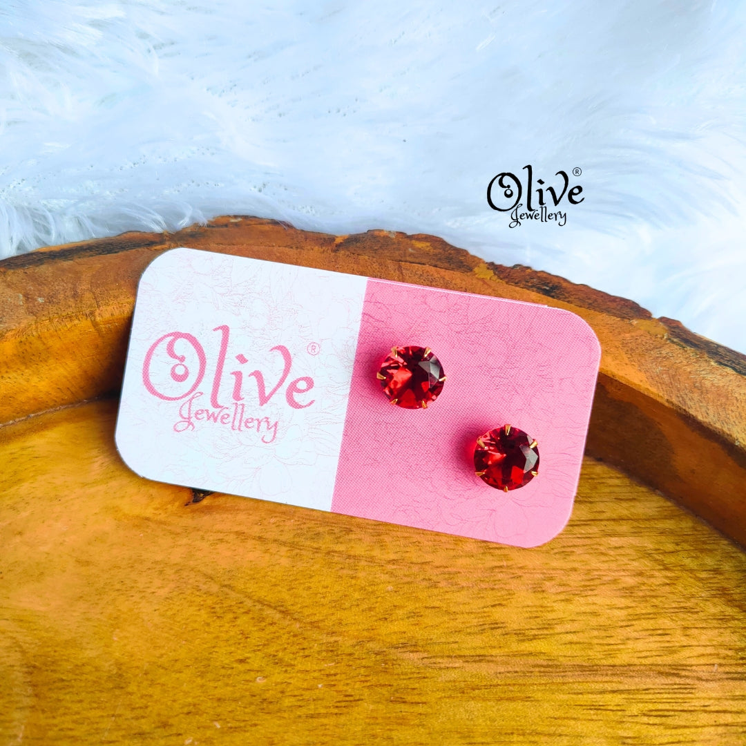 Single Stone Studs Earrings - 1