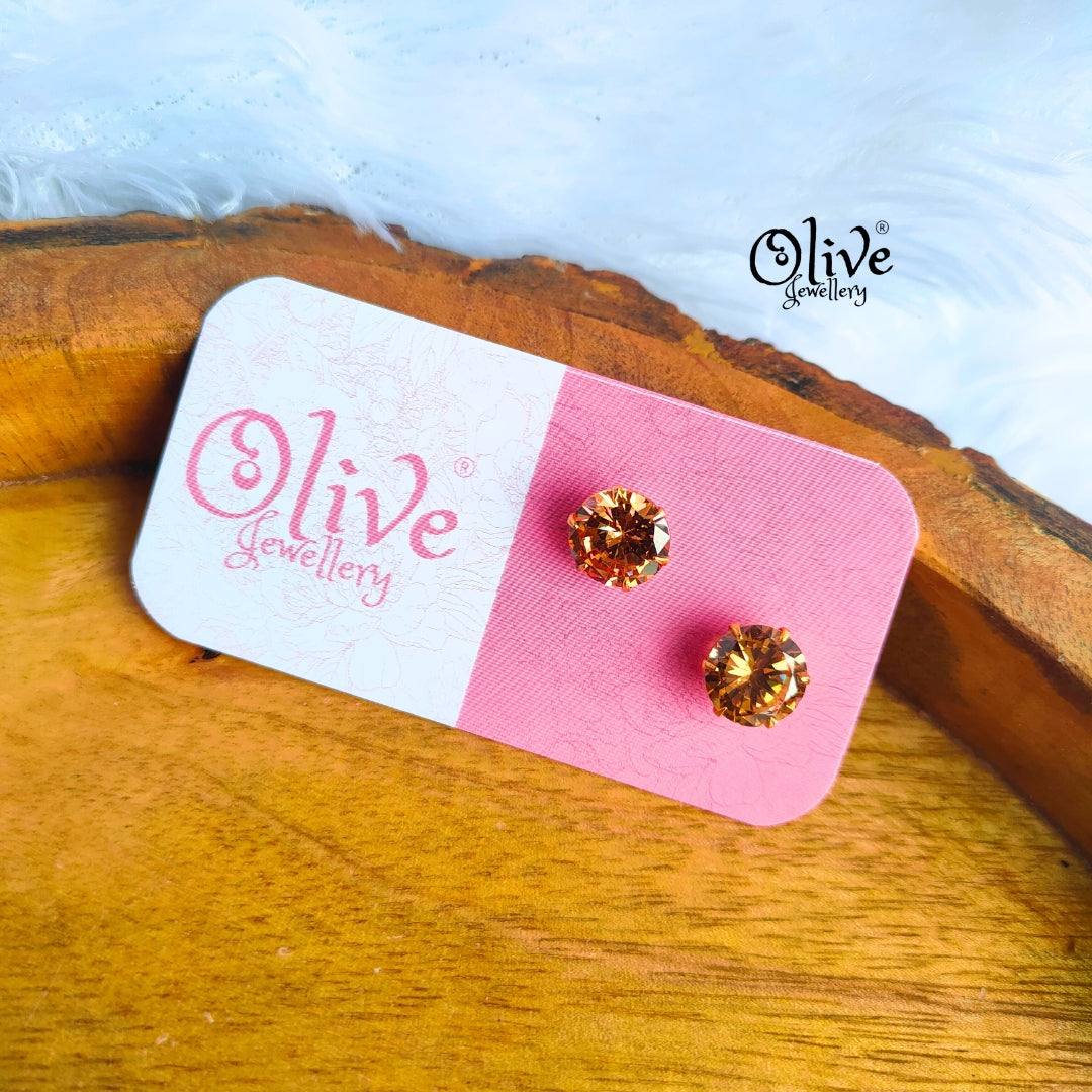 Single Stone Studs Earrings - 1