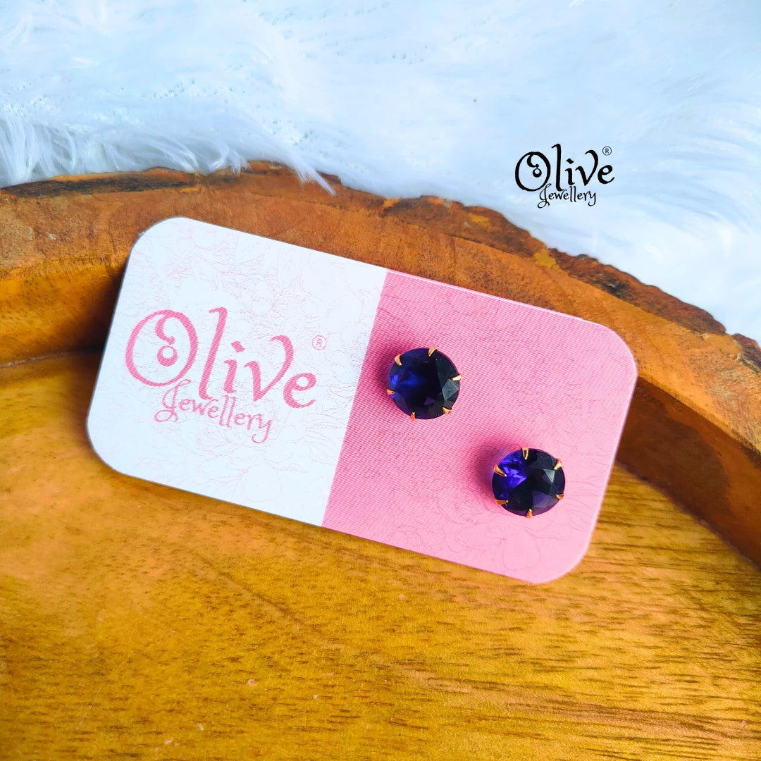 Single Stone Studs Earrings - 1