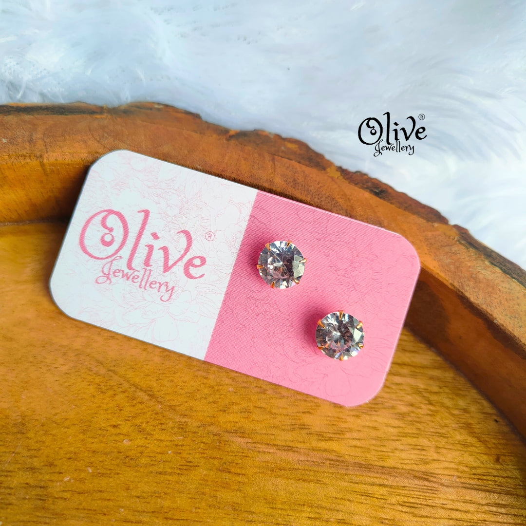 Single Stone Studs Earrings - 1
