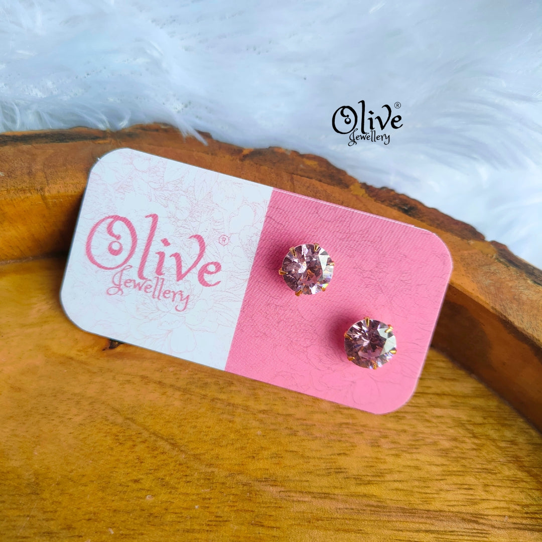 Single Stone Studs Earrings - 1