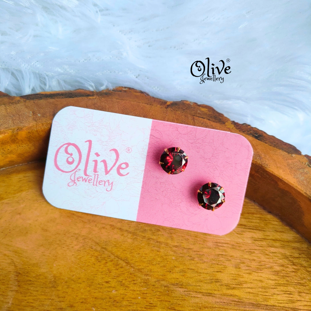 Single Stone Studs Earrings - 1