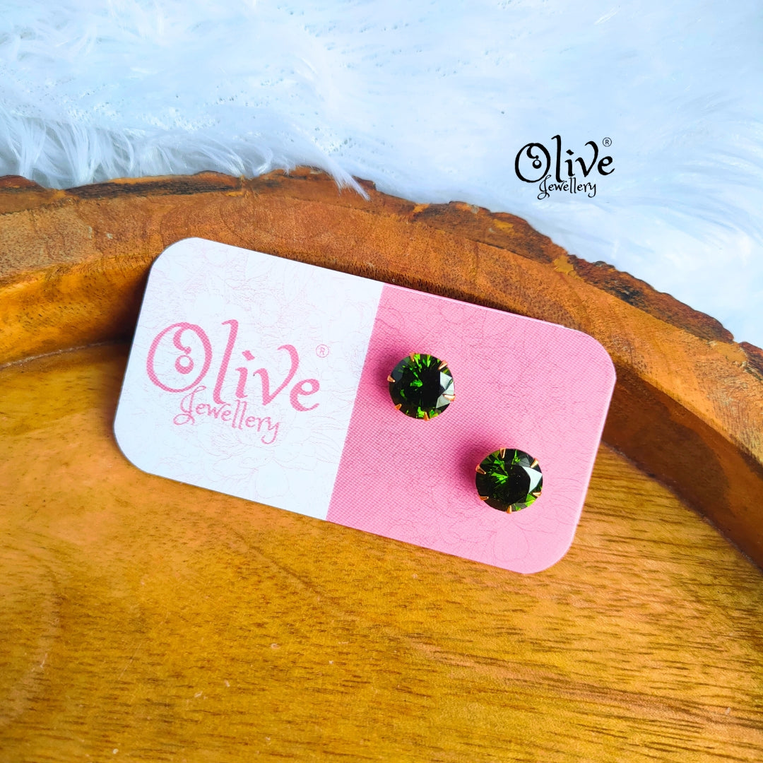 Single Stone Studs Earrings - 1