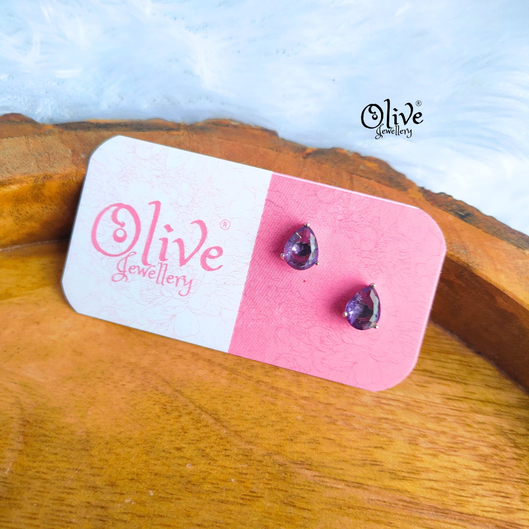 Single Stone Studs Earrings - 14