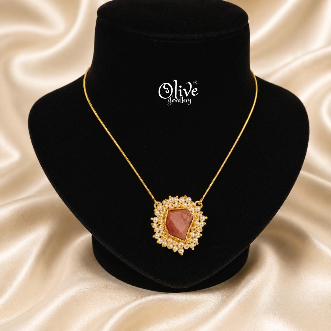 Gem Stone Collection Pendent - Collet Fitting - with Pearls - 26