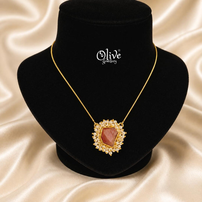 Gem Stone Collection Pendent - Collet Fitting - with Pearls - 26