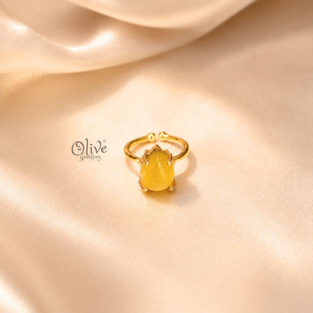 Natural Stone Finger Rings - Claw Fitting -  drop Shape - Full Finished-209