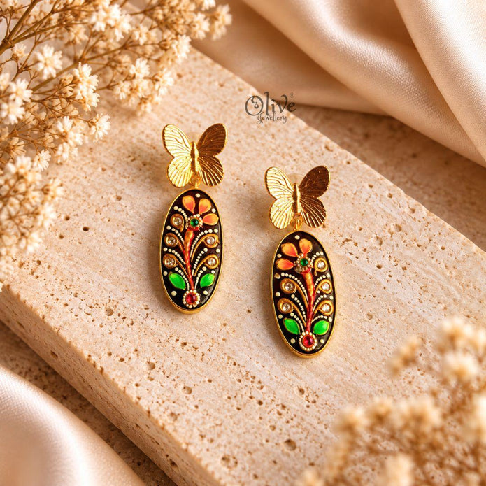 Tanjore Butterfly Earrings-328