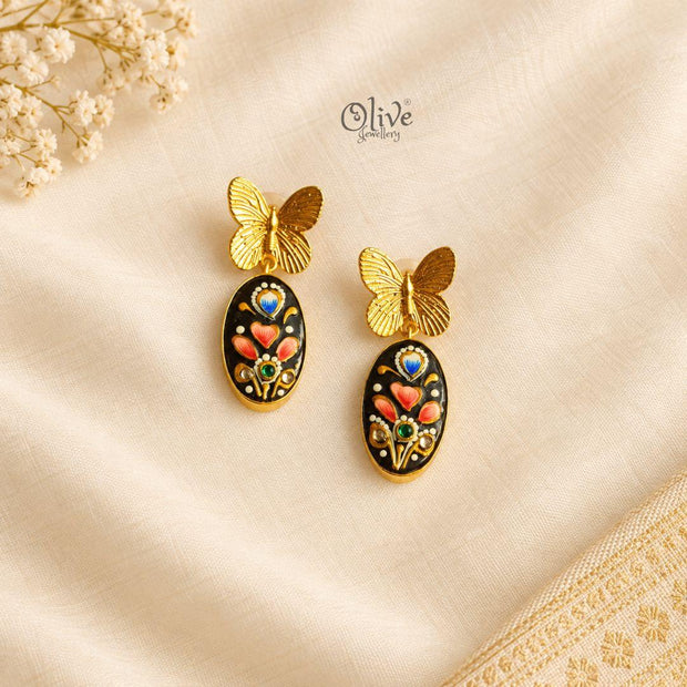 Tanjore Butterfly Earrings-338