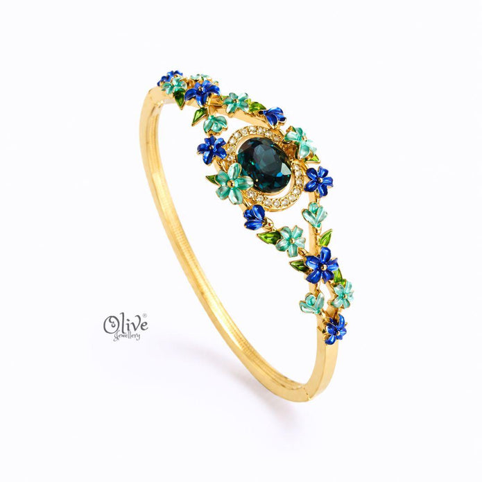 Teal Flora Halo Kada (Openable)