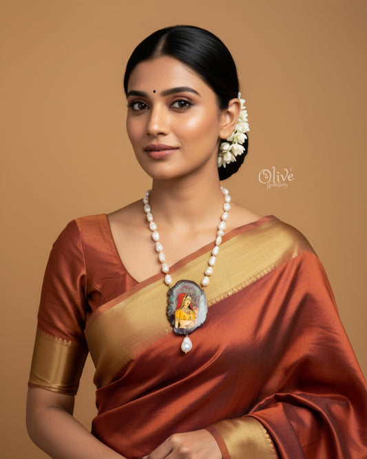 Natural Stone -Tanjor  Radha Krishna Pendent