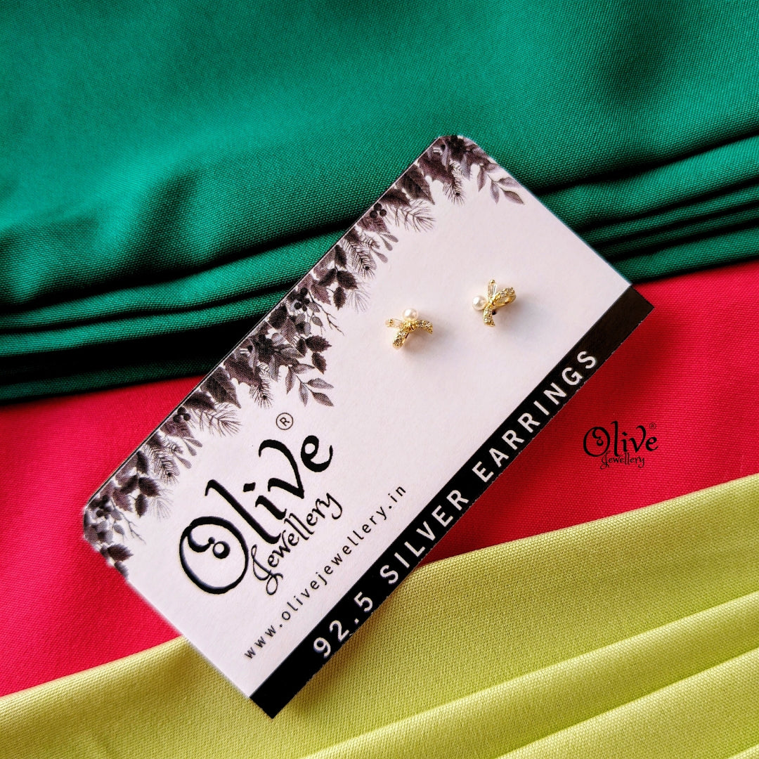 Bow Shape Studs -92.5 Silver