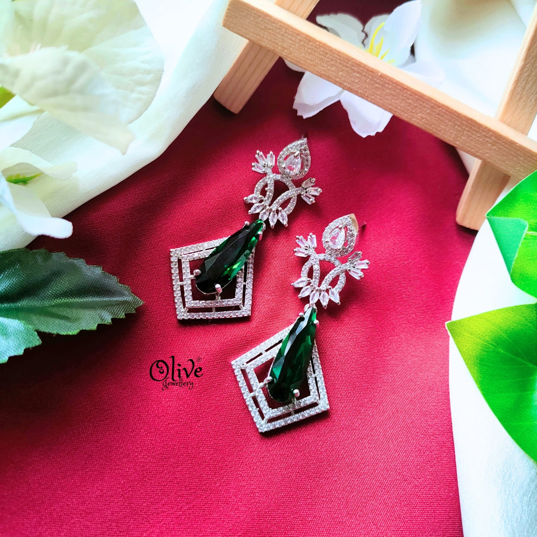AD Earrings Green-0013