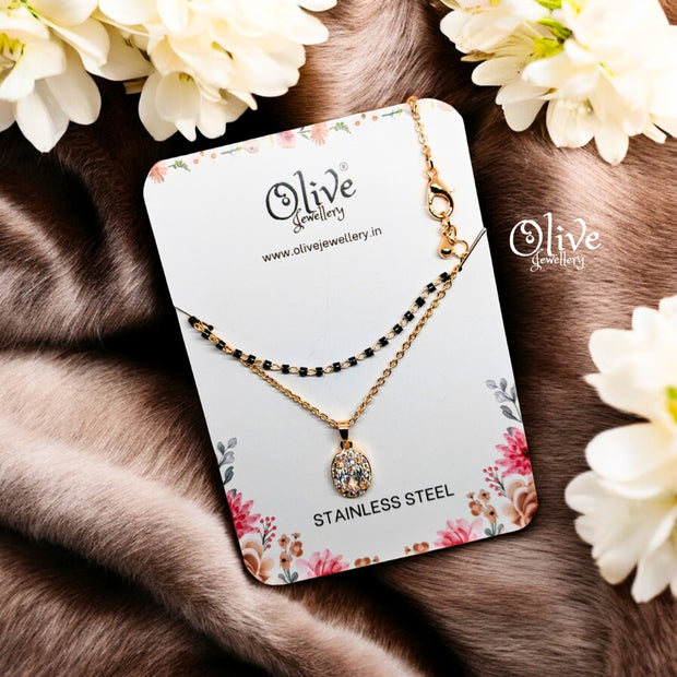 SS Black Beads Chain - 5