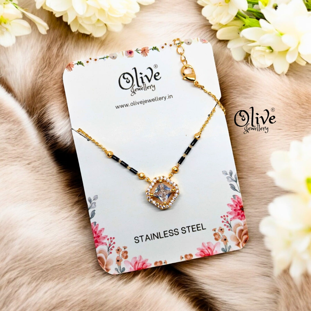 SS Black Beads Chain - 14