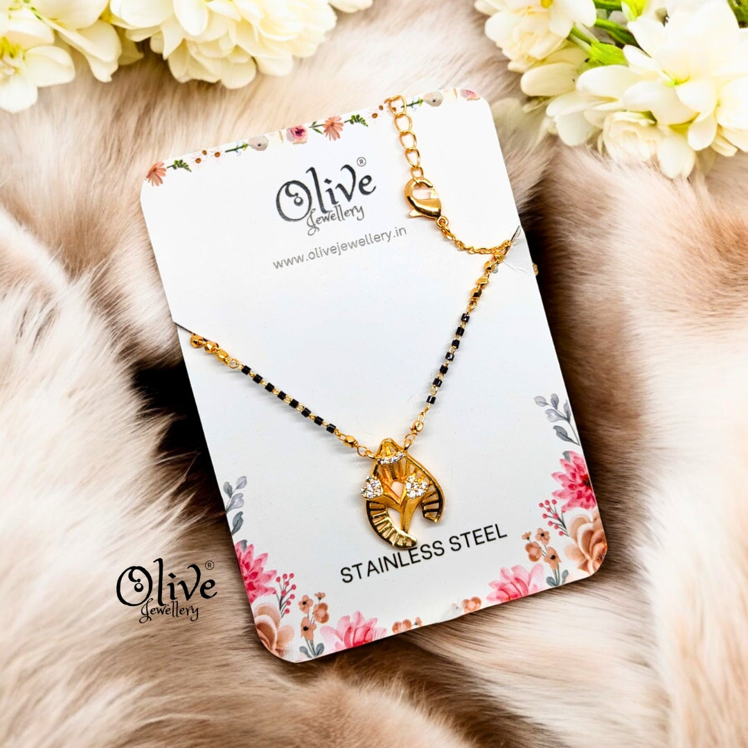 SS Black Beads Chain - 16