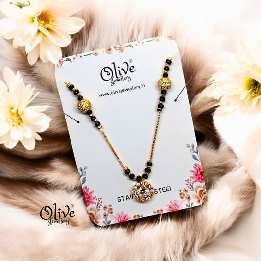 SS Black Beads Chain - 18