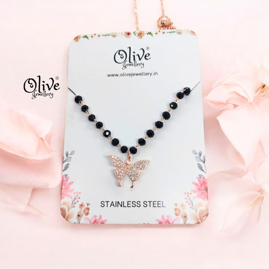 SS Black Beads Chain - 27 ( Rose Gold )