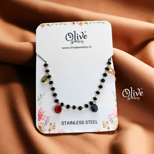 SS Black Beads Chain - 29 ( Gold Shade )