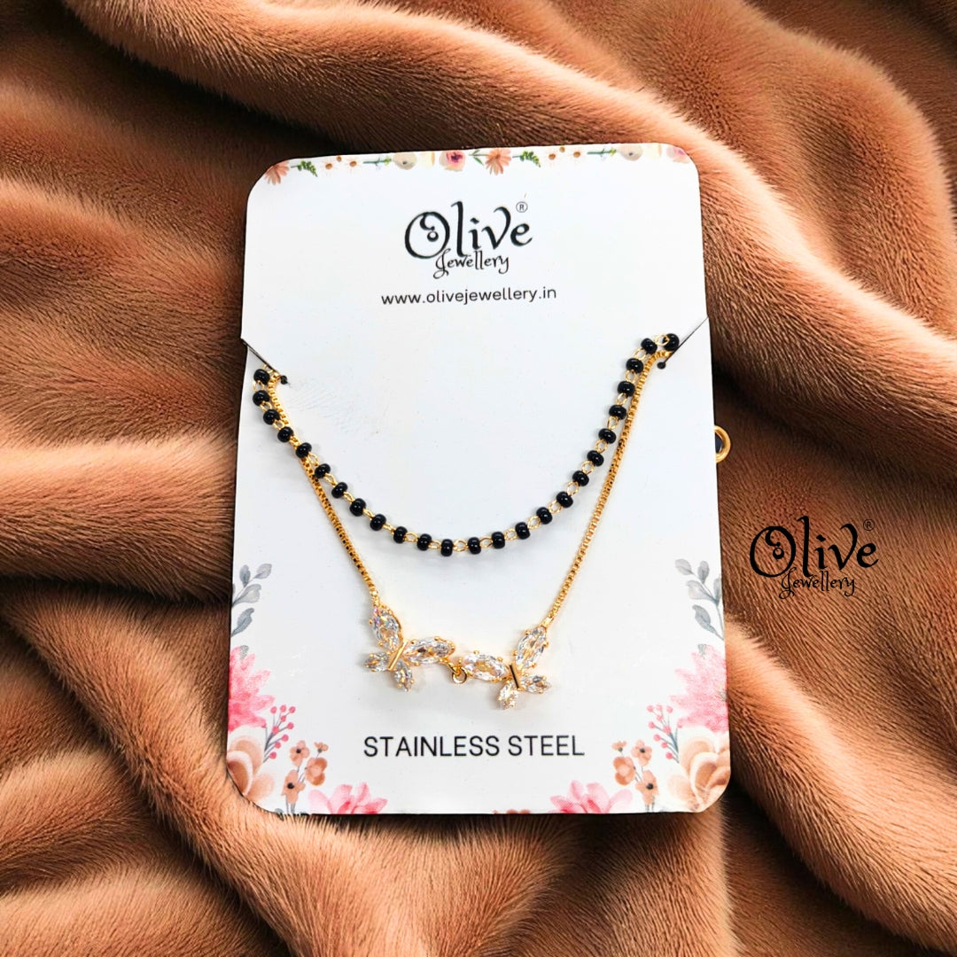 SS Black Beads Chain - 31 ( Gold Shade )