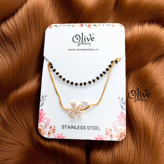 SS Black Beads Chain - 32 ( Gold Shade )