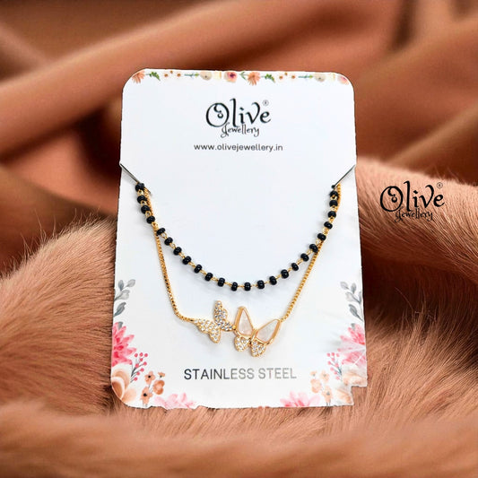 SS Black Beads Chain - 33 ( Gold Shade )
