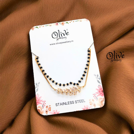 SS Black Beads Chain - 34 ( Gold Shade )