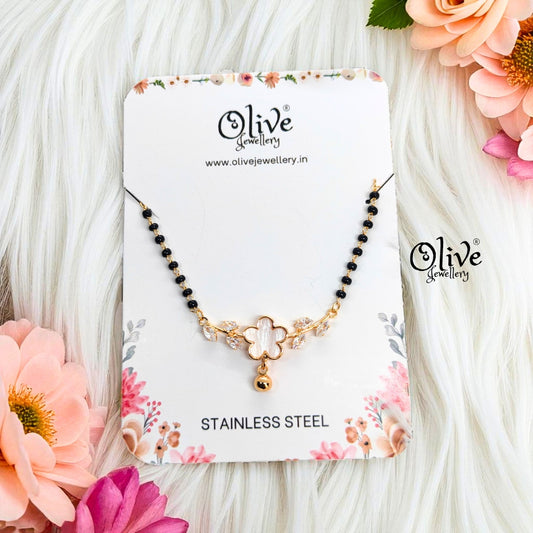 SS Black Beads Chain - 36 ( Gold Shade )