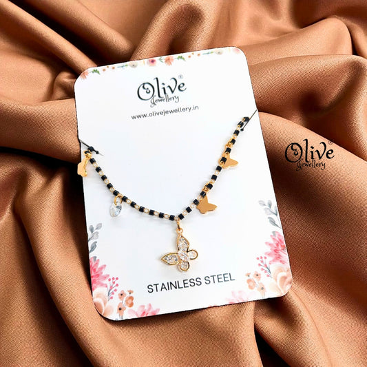 SS Black Beads Chain - 41 ( Gold Shade )