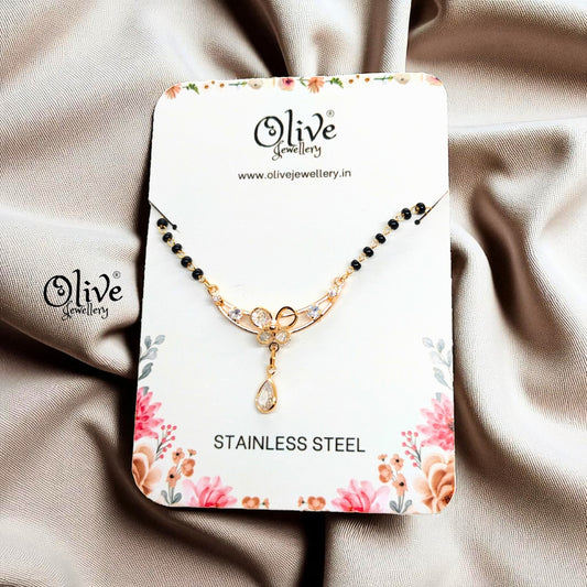 SS Black Beads Chain - 55 (Gold Shade )